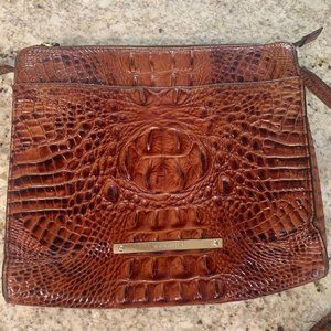 Brahmin Pecan Melbourne Brown Croc Embossed Crossbody Zip Top Handbag Bag